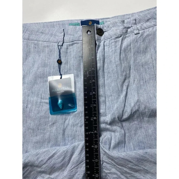 Maravela Beachwear Mens 36 Light Blue Lightweight Linen Blend Chino Shorts $280 - Picture 6 of 10
